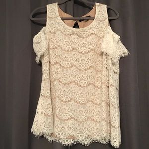 Lace cold shoulder blouse